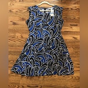 Micheal Kors Abstract Polyester Swirl Blue Dress XL